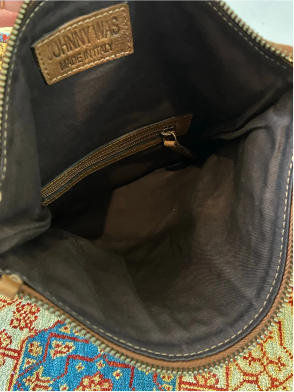 Johnny Was Bria Italian Leather Purse Studded Crossbody Bag Brown Italy